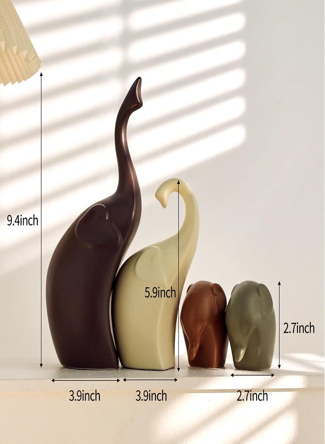 EABOSON Ceramic Modern Art 4 Pcs Elephant Statue Decorations for Home, Office, Living Room, Bedroom - Creative Sculptures Home Decor for Bookshelf, Desk - Collectible Figurines As Gifts for Family - Image 2